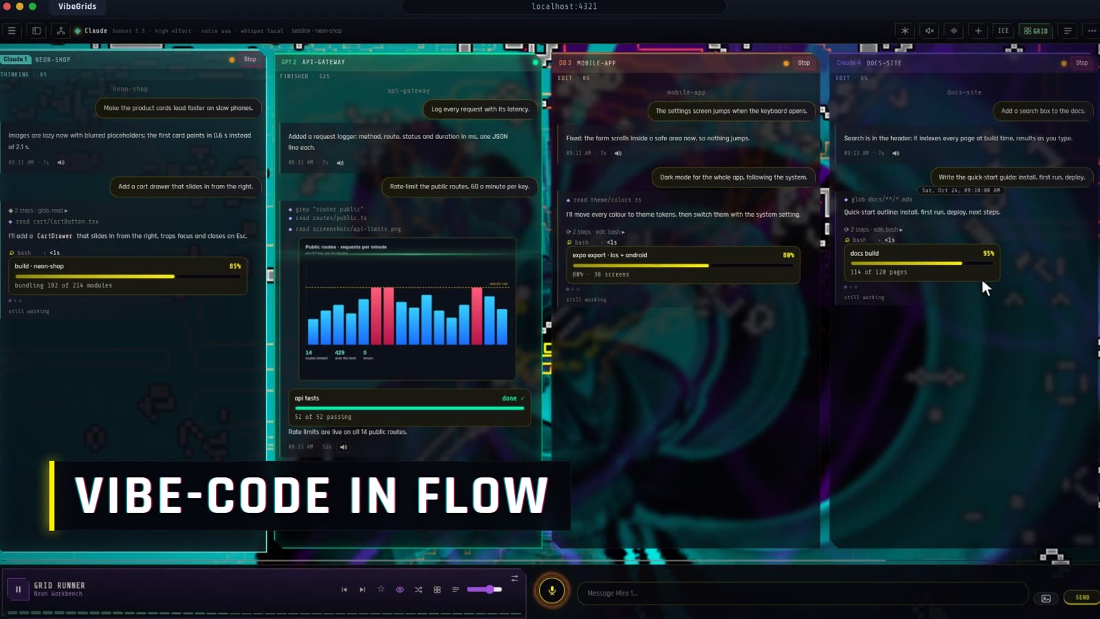 The Cyberpunk skin over a Milkdrop visualiser